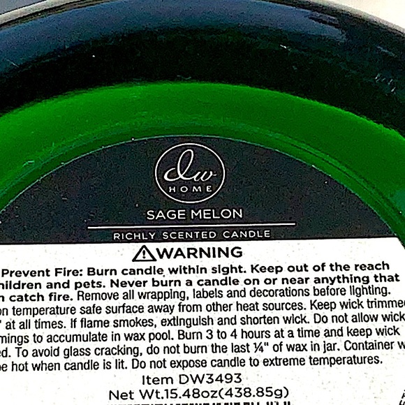DW HOME CANDLE SAGE MELON RICHLY SCENTED 2 WICK 15.48oz NEW - Picture 3 of 3